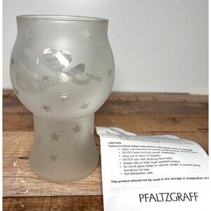 Frosted Glass Votive Candle Holder With Angel & Stars Design By Pfaltzgraff